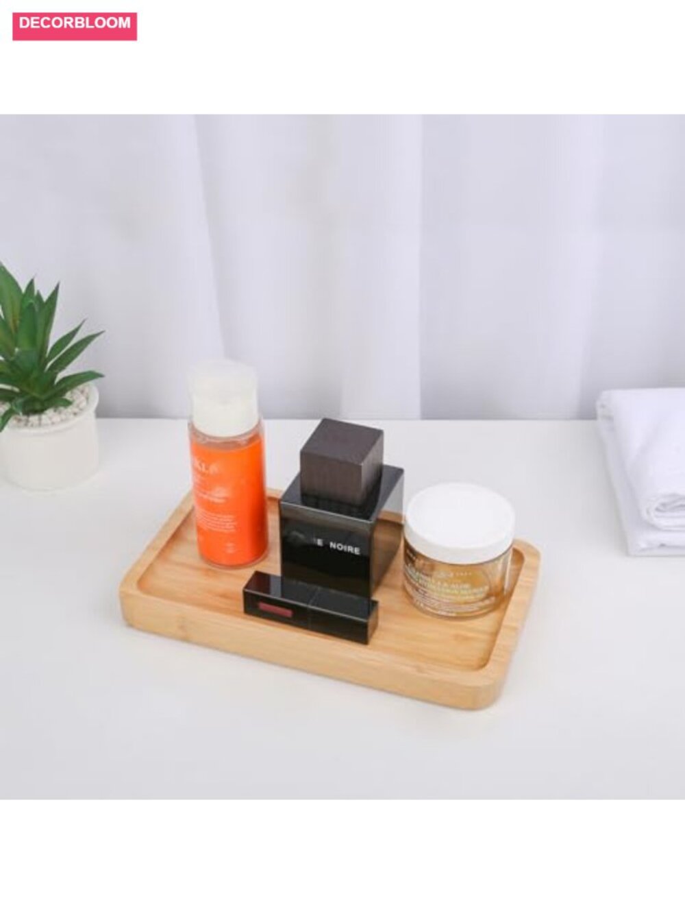 Natural Bamboo Vanity Tray, Sturdy Bathroom Organizer for Perfume Cosmetics - Picture 5 of 6